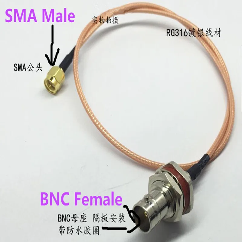 

RF SMA Type Connector BNC Female to SMA Male Cable,RG316 500mm length Coaxial connector wireless router Antenna 3pcs/lot