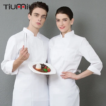 

White Chef Uniforms Top Restaurant Kitchen Cuisine Cocina Catering Food Service Hotel Waiter Workwear Jackets Overalls Drop Ship