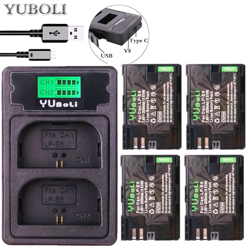 

decoded lpe6 bateria lp e6 E6N LP-E6N LP-E6 battery + dual charger for Canon 5D Mark II Mark III 6D 7D 60D 60Da 70D 80D DSLR