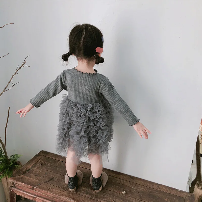 Kids Toddler Baby Girl Long Sleeve Split Pleuche Dress Prince Party Dresses