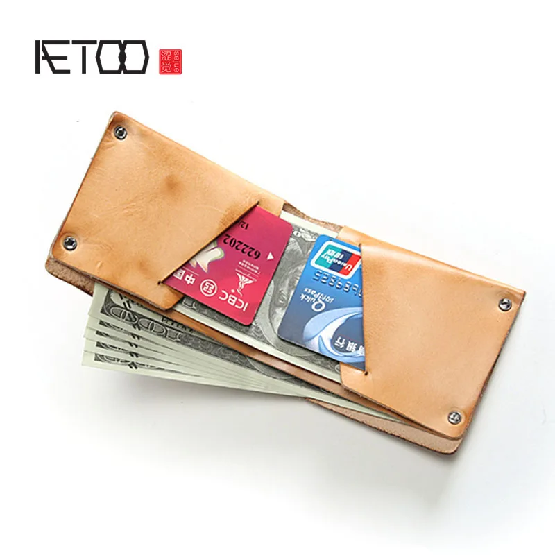 Мужской короткий кошелек AETOO из натуральной воловьей кожи ручной