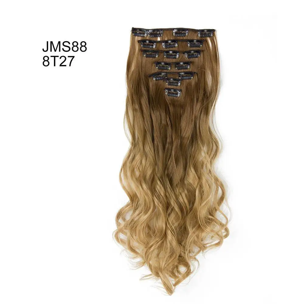 ValenWigs 130 г два тона 32 цвета 7 шт./компл. клип на наращивание волос 22 ''длинные волнистые Омбре синтетические накладные волосы для женщин - Цвет: Омбре