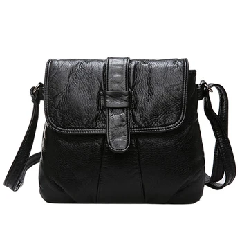 

Brand Women Messenger Bag Lady Shoulder Crossbody Bag Small Female Leather Handbag Black Hand Bag Flap