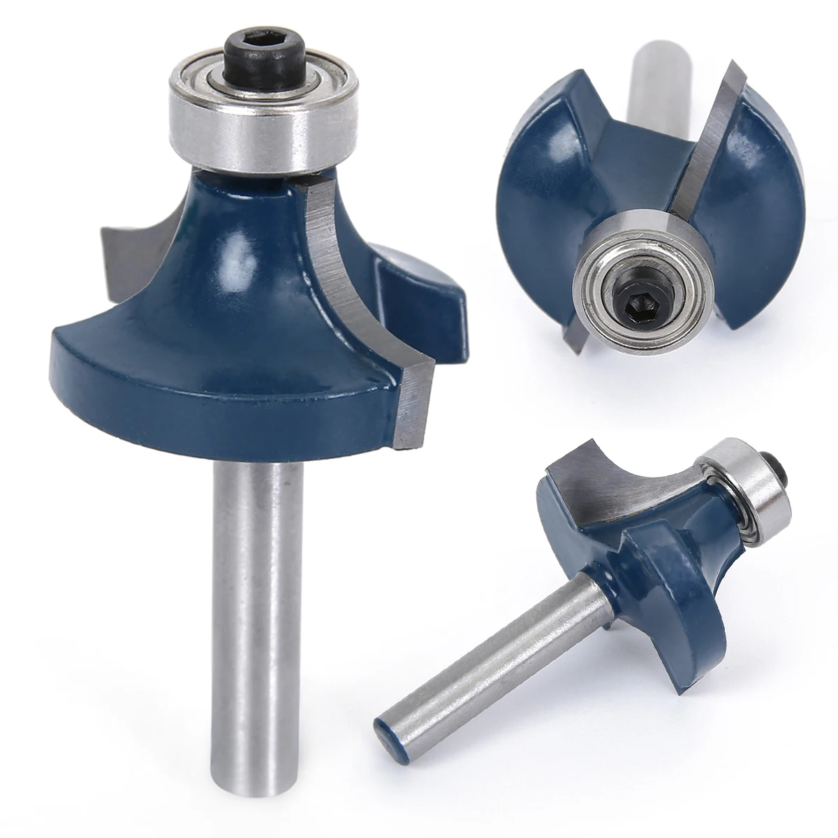 1pc 1/4" Shank 3/4" Radius Router Bit Blue Round Over Woodworking