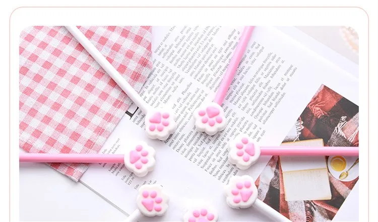 1 шт. Красивая кошачья лапа розовое сердце гелевая ручка подпись ручка 0,5 мм с черными чернилами школьный канцелярский товар промо-подарок