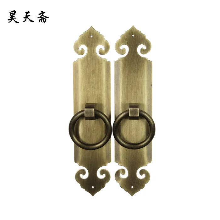 

[Haotian vegetarian] new classical Chinese antique copper door lock handle HTC-306 antique brass handle