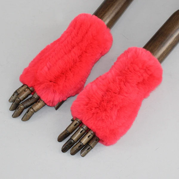 Winter warm real rex rabbit fur gloves knitted fur gloves lovely lady 100%natural genuine rabbit fur gloves Retail wholesale - Color: Color11