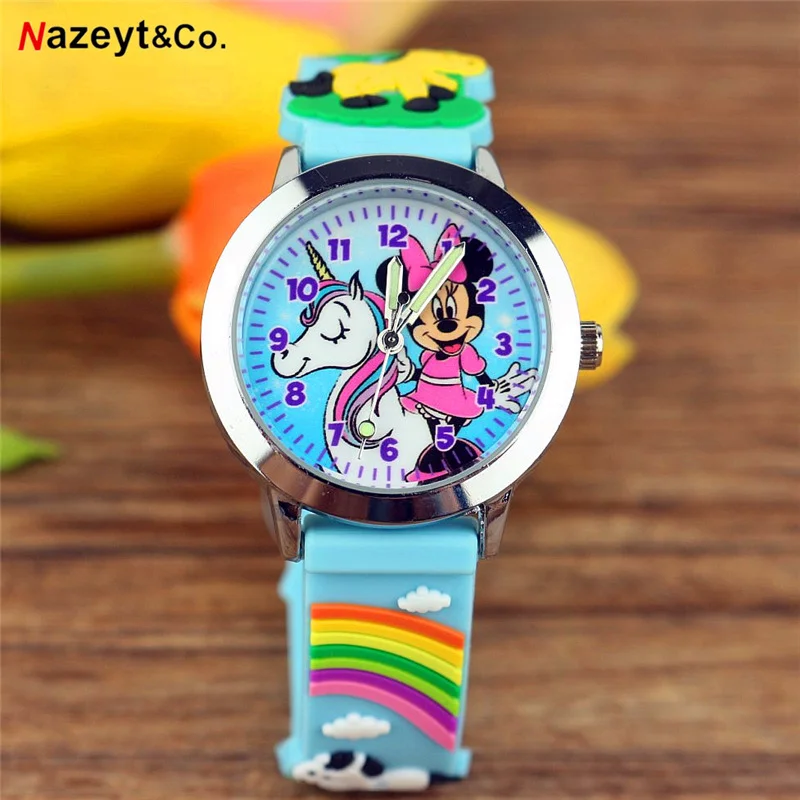 2021cute children cartoon unicorn girl candy color jelly little fresh girl junior high school pupil girl quartz watch 2021Cute cartoon cartoon boy and girl pony quartz watch luminous pointer children 3D silica gel jelly table