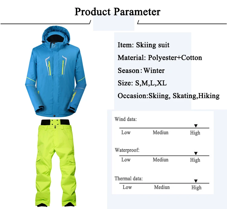 Высококачественный уплотненный теплый лыжный костюм для мужчин зимний ветрозащитный водонепроницаемый лыжный сноуборд куртки+ брюки мужской костюм
