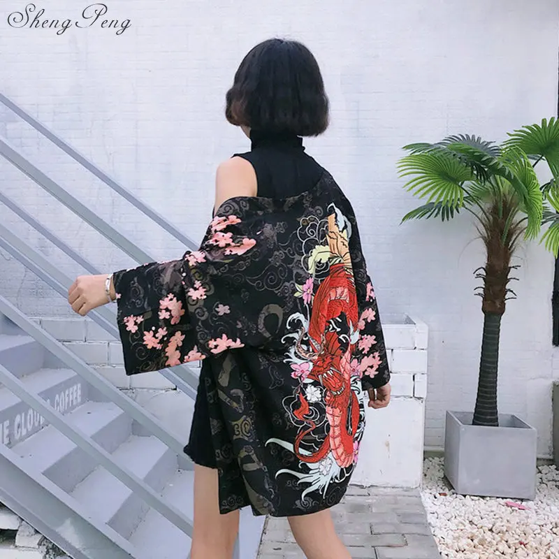 summer Harajuku Women Blouses Summer Vintage Kimono Kawaii Cardigan Sun Protection Shirts Cover Up Sunscreen Blouse Q144