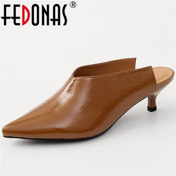 

FEDONAS New Sexy Slingbacks Pumps High Heels Pointed Toe Mules Shoes Woman Retro Elegant Party Prom Pumps Ladies Sexy Shoes Woma