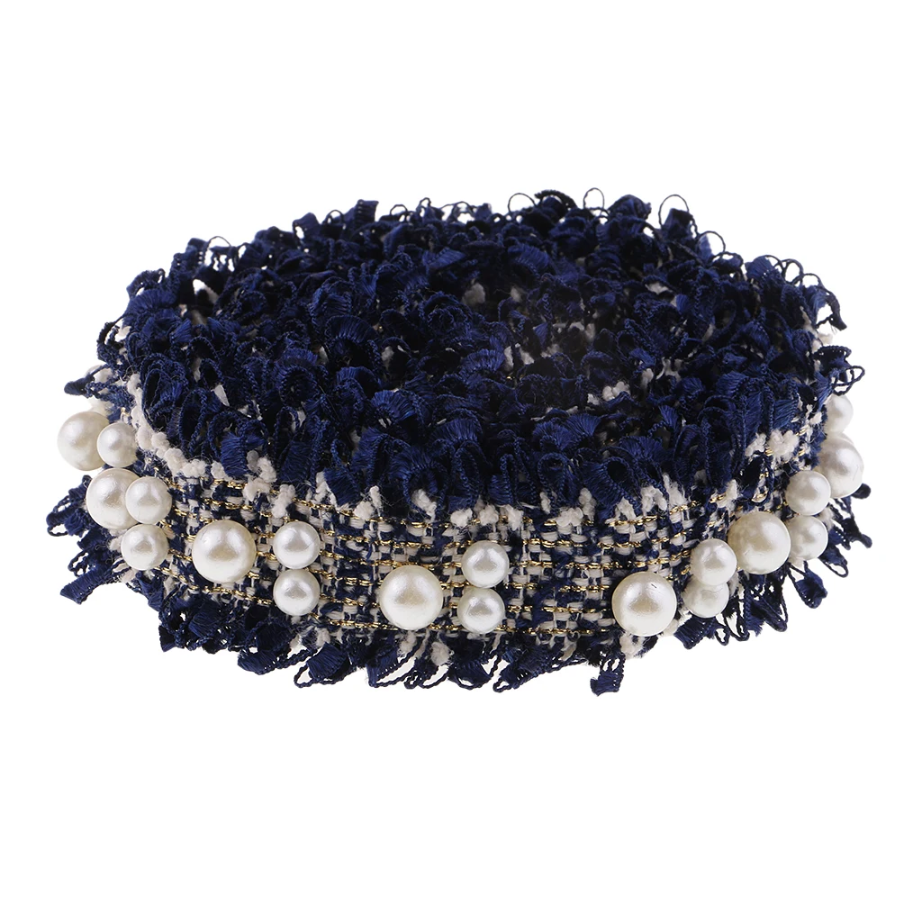3pcs/1 Yards Handmade Pearl Beaded Embroidery Ribbon Lace Trim Embellishment for Wedding Party Christmas 3/4.5cm