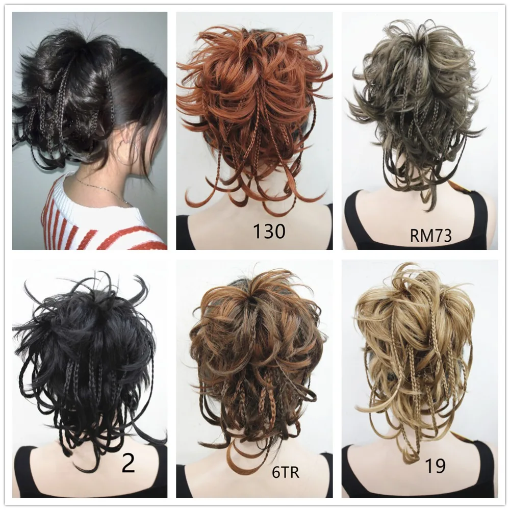 Dark Bendable Wires Short Hairpiece Tiny Braids Claw Clip Ponytail
