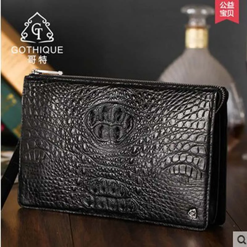 

2018 gete new hot free shipping Thai crocodile handbag male large capacity male bag wrist bag men purse handbag business