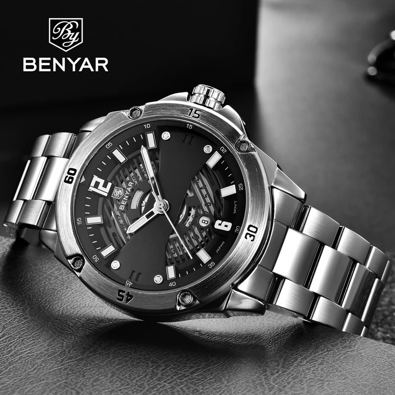 

BENYAR Men's Watches 2019 New Men's Gold Watch Top Brand Luxury Quartz/Sports/Military/Business/Watch Man Clock Erkek Kol Saati