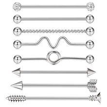 GAGABODY 14 г Хирургическая сталь Промышленная Штанга для женщин и мужчин серьги, Надеваемые На Ушной Хрящ Пирсинг ювелирные изделия 1 1/2 дюйма 38 мм