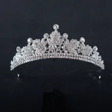 Серебряный цвет роскошный Принцесса Кристалл Стразы тиара на торжество Свадебные короны и диадемы невесты жемчужные аксессуары для волос