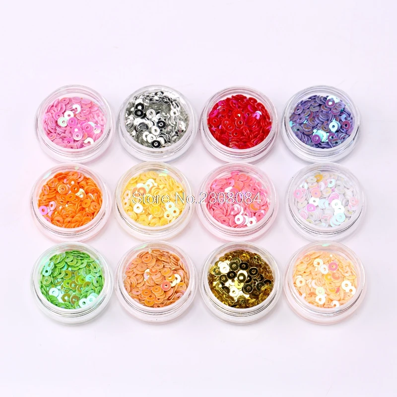

12 Colour Round Corlorful Nail Glitter Powder Dust Confetti nail Sequins Women Manicure Rhinestones Decorations Supplies