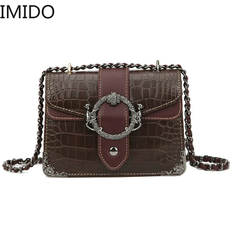 

Luxury Handbag Retro Fashion 2019 New Quality PU Leather Women's Designer Handbag Crocodile Pattern Chain Shoulder Messenger Bag