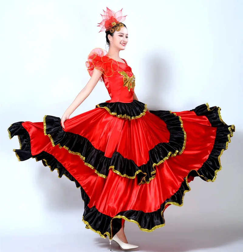 Танцевальные костюмы цыганское Фламенго танцевальная юбка испанская юбка платье для фламенко для девочек