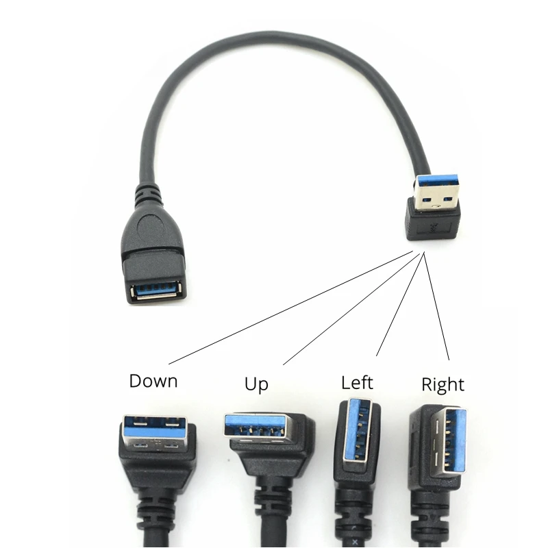 Удлинитель USB 3 0 с углом поворота 90 градусов штекер гнездо 5 Гбит/с|Кабели передачи