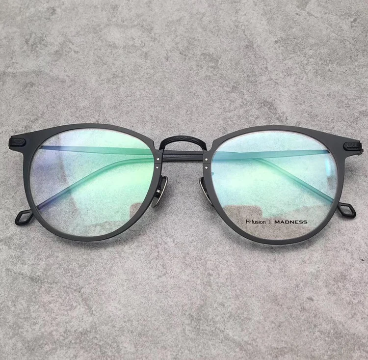 

vintage H. fusion brand optic prescription glasses frame titanium round frame eyeglasses frame Oculos De Grau with Leather box