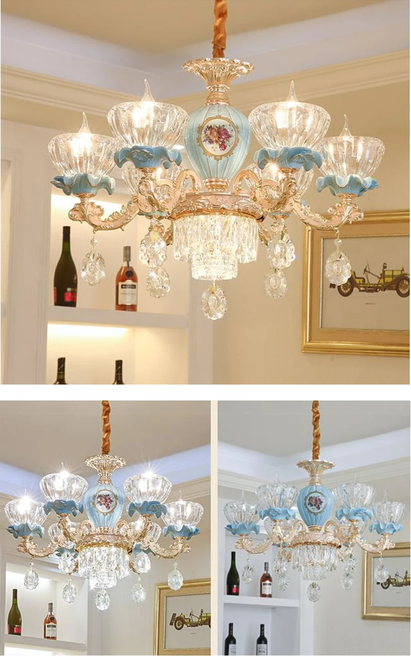 Lustre de Cristal para Sala Lustre de Cristal Conduziu a Lâmpada do Teto Luxo Estar Clássico Luminárias Quarto Lâmpada Ouro Cristal 6 clássico lustre de cristal luminárias quarto lâmpada