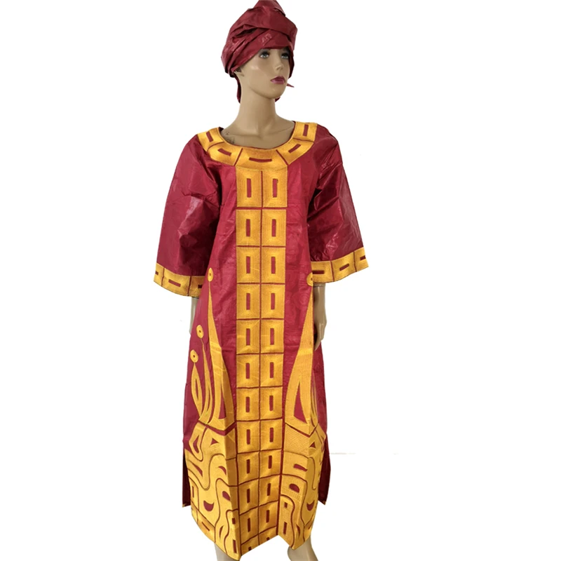 MD дизайн хлопчатобумажная африканская одежда Базен riche платье для женщин традиционная вышивка платья тюрбан африканские женские наборы