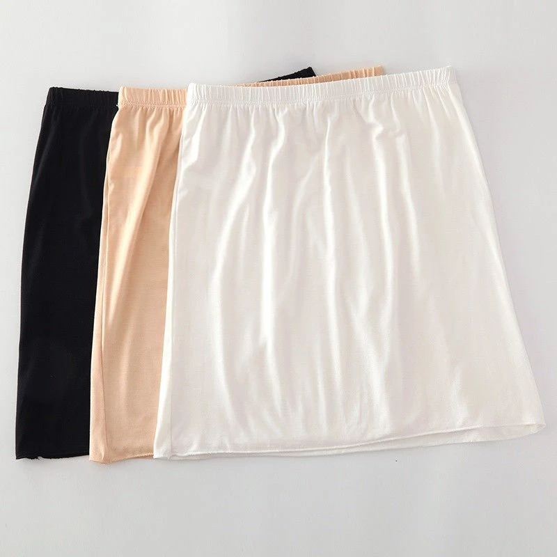 Summer Women Half Slips 40-70cm Loose Modal Underskirt White Black Nude Petticoat Short Midi Safety Skirt Soft 200-A811 Summer Women Half Slips 40-70cm Loose Modal Underskirt White Black Nude Petticoat Short Midi Safety Skirt Soft 200-A811