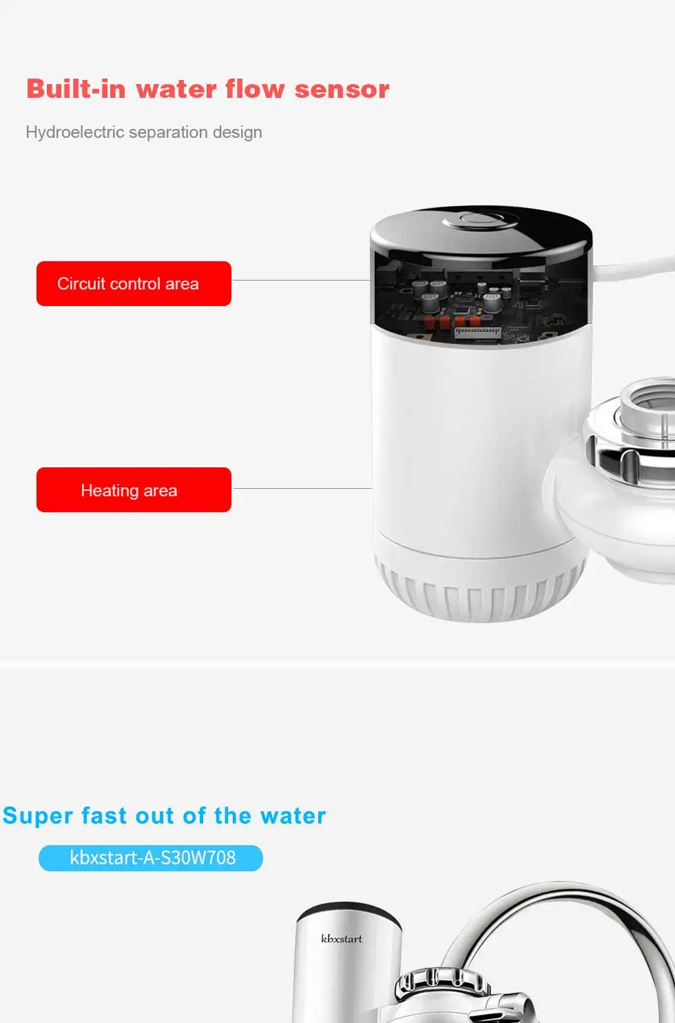 Kbxstart кухня кран Мгновенный водонагреватель быстро Электрический коснитесь 360 Вращение холодной и горячей смеситель Calefactor портативный