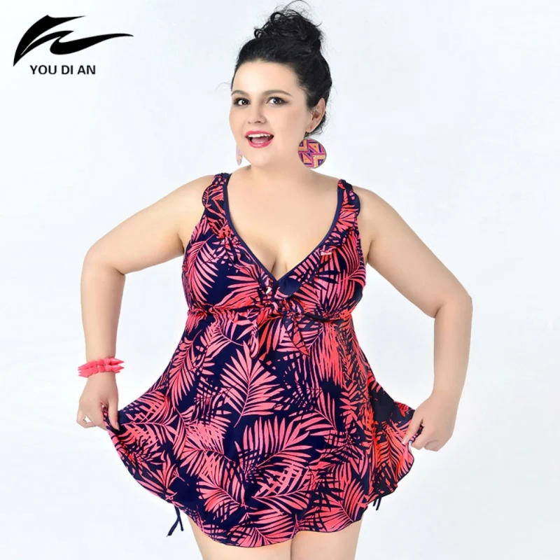 Plus Size Bikinis Set Beachwear New Arrival Leaf Printed Swimwear
