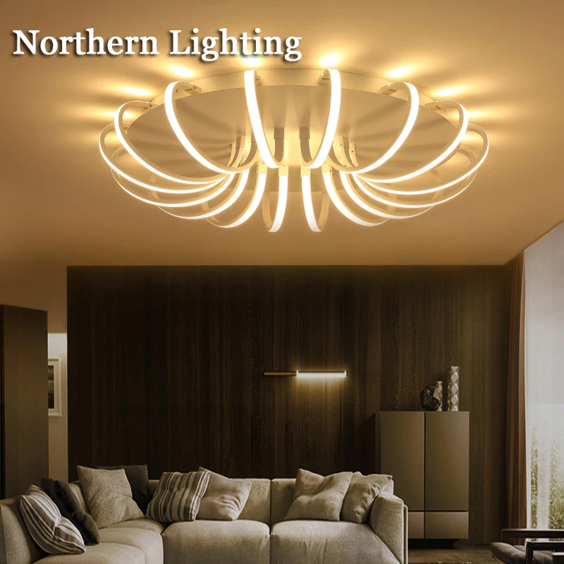 

Remote control dimmable modern ceiling chandelier lights for living room bedroom surface mounted ceiling led chandelier lustre