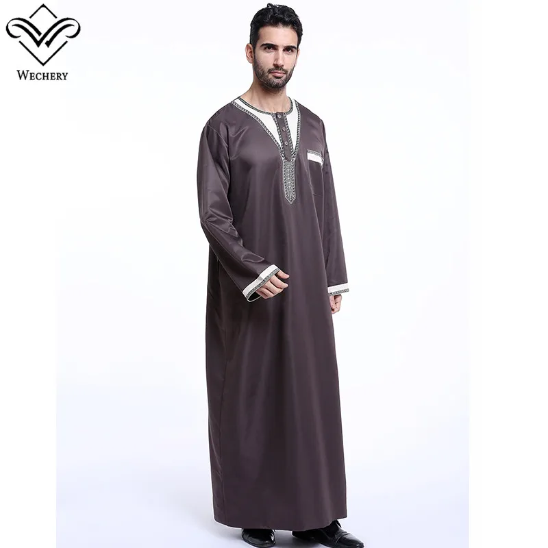 Wechery модная мусульманская одежда для мужчин s abaya Дубай индийский Ближний Восток исламский халат для мужчин длинные - Цвет: coffee