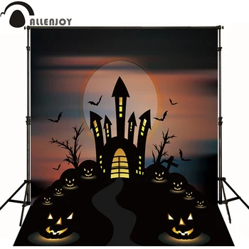 

Allenjoy Photographic backdrop Cemetery Tombstone Crosses Sunset Halloween Children Party Photocall backgrounds for photo studio