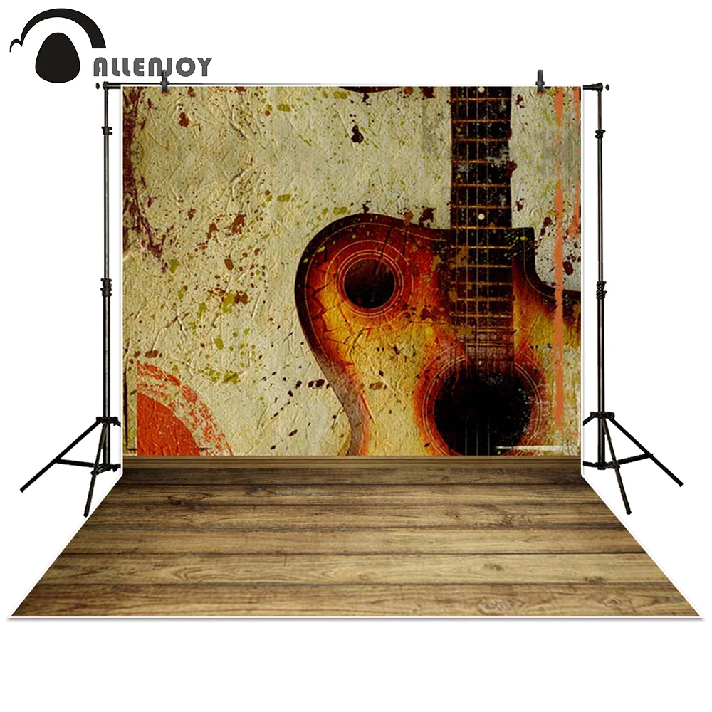 Allenjoy vintage Guitar photography backdrop music Wood Retro brown