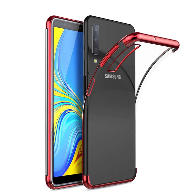 Soft Case for Samsung Galaxy A7 A6 A8 J4 J6 2018 A750 S8 S9 Plus S6 s7 edge Note 5 8 9 J2 A3 A5 2017 Clear TPU Plating Cover | Мобильные