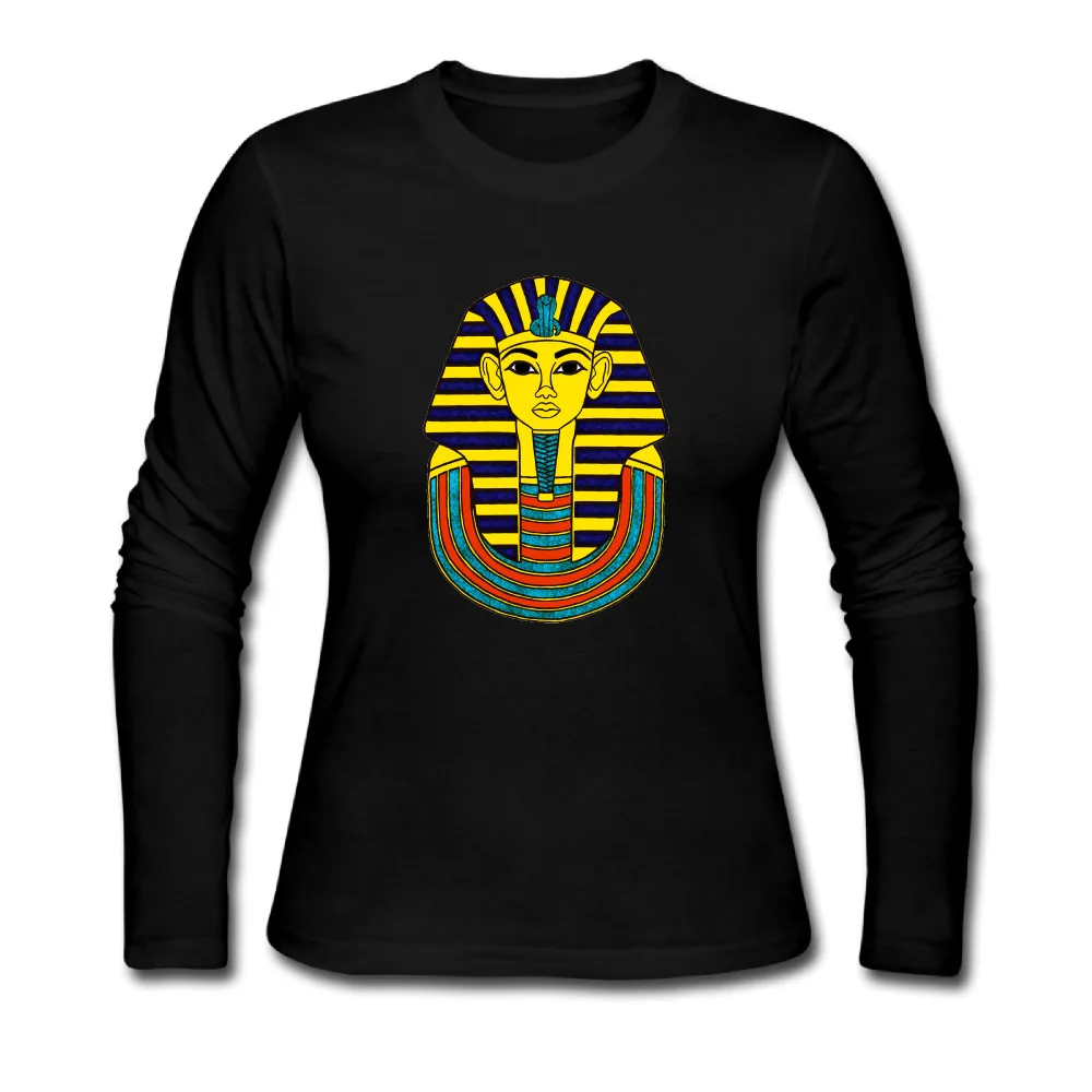 King Pharaoh Tutankhamun Egypt Tut Egyptian T Shirts Women O Neck Long