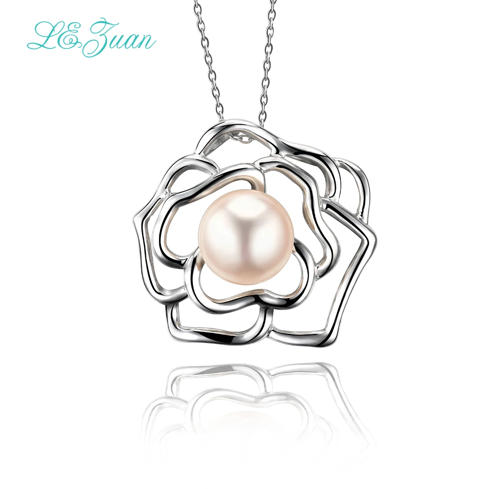 

L&zuan Natural Freshwater Pearl Pendant Romantic Luxury 925 Silver Pendant Necklace For Women Sterling Sliver Jewelry