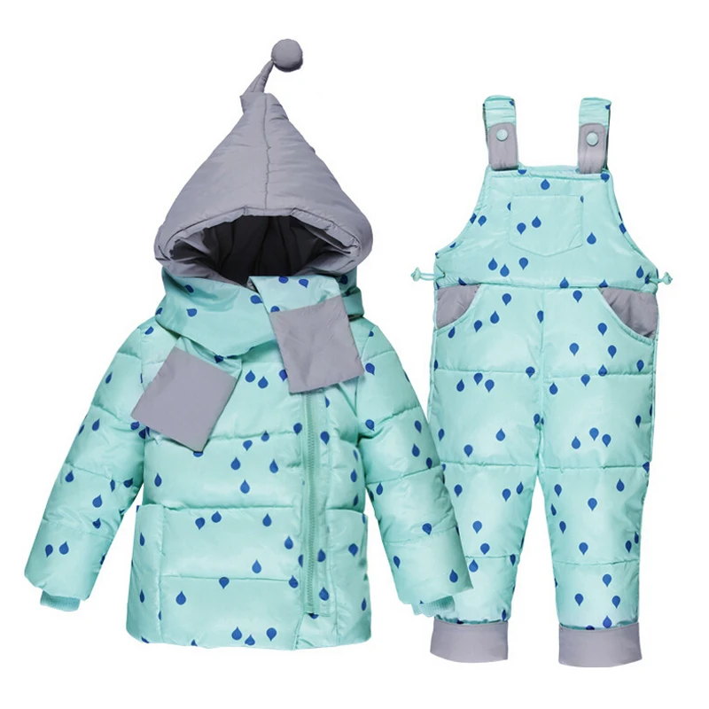 Baby Girl Winter Clothing Set Kids Cotton Parkas Children Raindrop