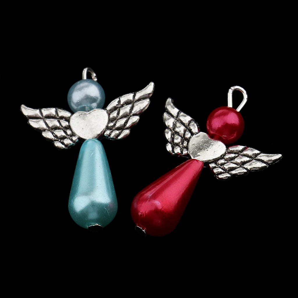 20 Pieces Colorful Pearl Polymer Clay Angel Wings Charms Jewelry Making Pendants for DIY Necklace Making Craft