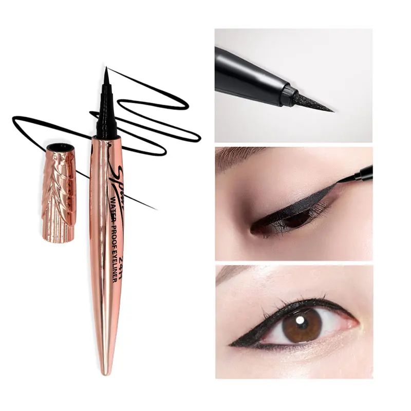 KAQIYA Gold Tube Unique Packaging Waterproof Smudge-Proof Long Lasting Liquid Eye Liner Pen Black Eyeliner Pen Smooth Makeup KAQIYA Gold Tube Unique Packaging Waterproof Smudge-Proof Long Lasting Liquid Eye Liner Pen Black Eyeliner Pen Smooth Makeup