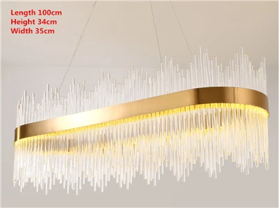 Length 100cm FUMAT Европейский современный хрустальный круглый светодиодный подвесной светильник s Золотой бар Лестница Гостиная Роскошный Хрустальный подвесной светильник s светильник - Цвет корпуса: Length 100cm