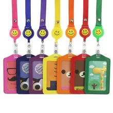 Мультяшные Животные Жираф медведь кошка выдвижной значок катушка Студенческая карта держатель для автобуса Кредитная карта Обложка с ремешком