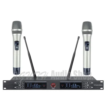 ワイヤレスマイクシステム UHF 2 カーディオイドラベリアラペルコードレスマイクハンドヘルド会議グースネックマイクと受信機