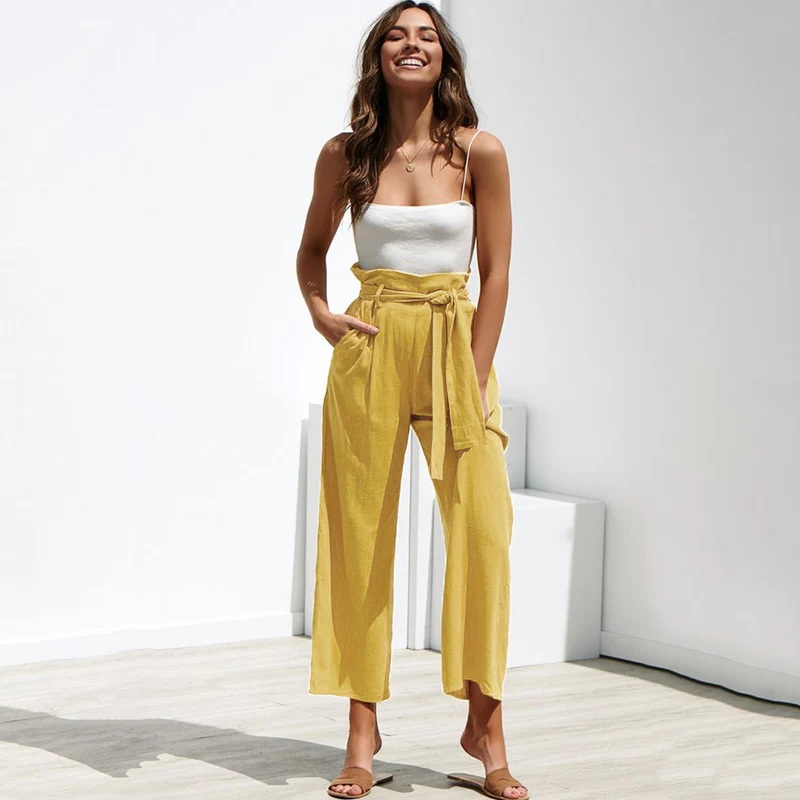 2019 Spring Summer Women Fashion Elastic Wide leg Bell