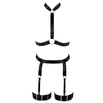 

Body Harness Lingerie Set Cage Bra Full Bondage Strap Tops Hollow Out Chest Belt Black Gothic Cupless Bralette Festival Rave