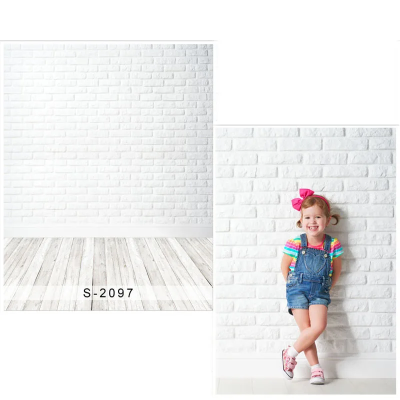 

DAWNKNOW White Brick Wall Vinyl Photography Background For Children New Fabric Polyester Backdrop For Newborn Photo Studio S2097
