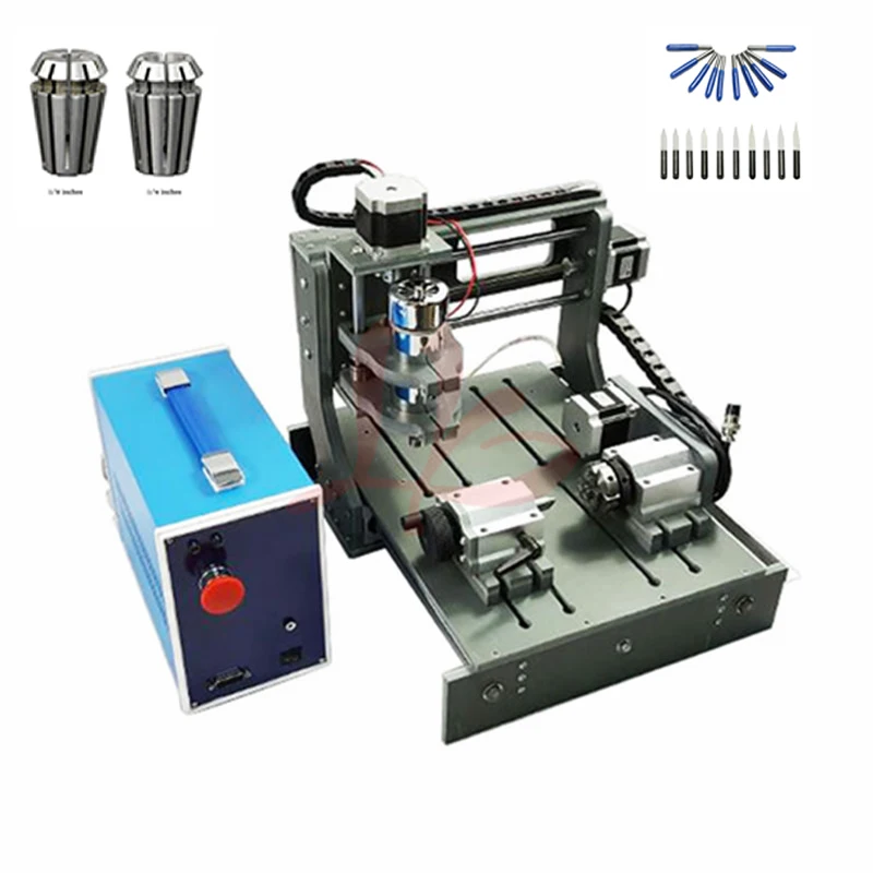 

YOOCNC 300W spindle Wood Router cnc 3020 machine with drilling cutter vise collet kits