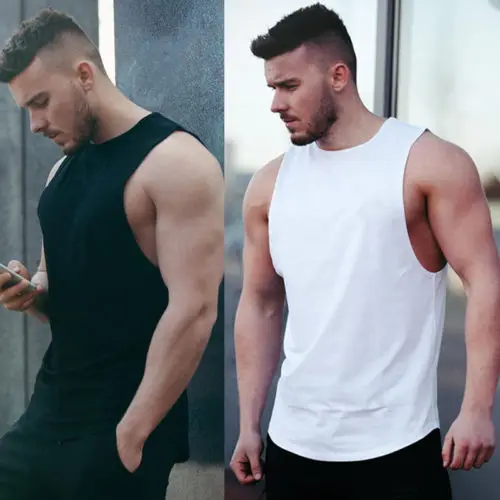 Summer Sleeveless Muscle Vest Mens Tank top font b Slim b font Fit O Neck Casual