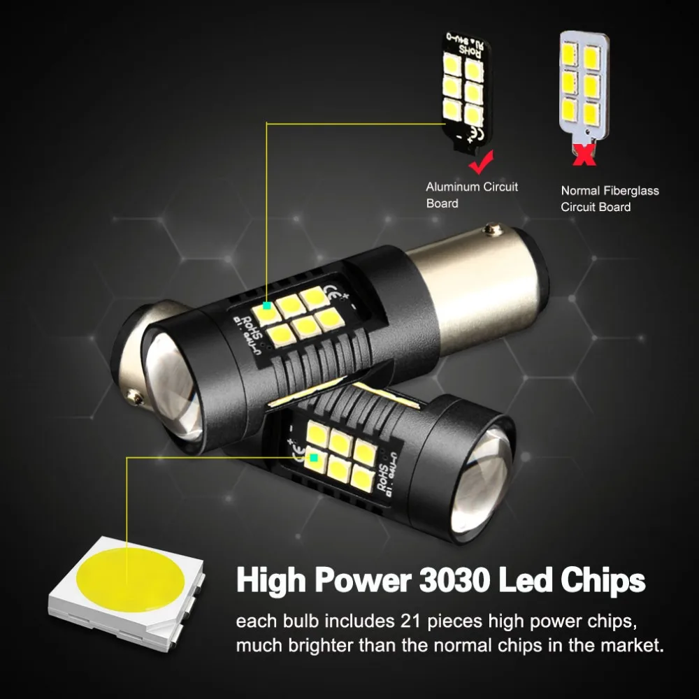 2 шт. 1157 BAY15D Светодиодные лампы P21/5W 21 3030SMD фонарики стоп сигнал задний фонарь